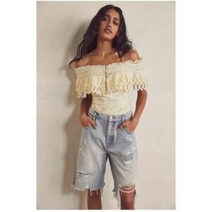 Intimately Free People Oh Cheri Scalloped Lace Bodysuit, Size M